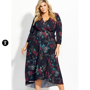 City Chic Tiger/Floral Print Wrap Dress Size 14